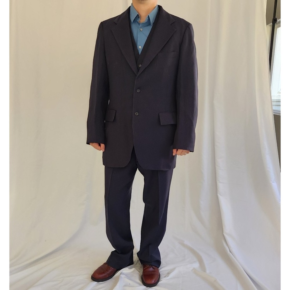 Vintage Blue 3 Piece Pinstripe Suit